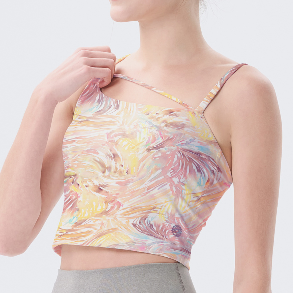 ジェイドアシンメトリークロップドタンク／カラフルフェザー