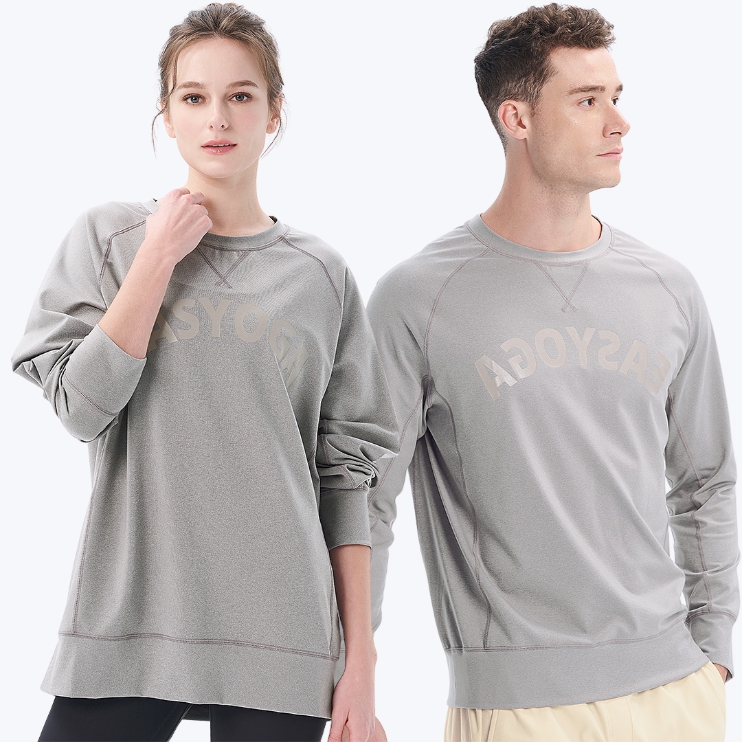 イージーヨガ　ロングスリーブ新品 SALE 30%OFF】ユニセックスロゴロングスリーブ／Mグレー