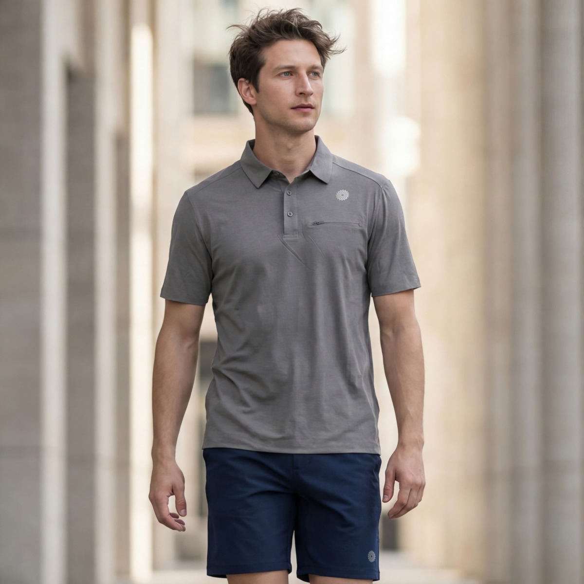 メンズソフトドライポロシャツ／ダークグレー |イージーヨガ通販