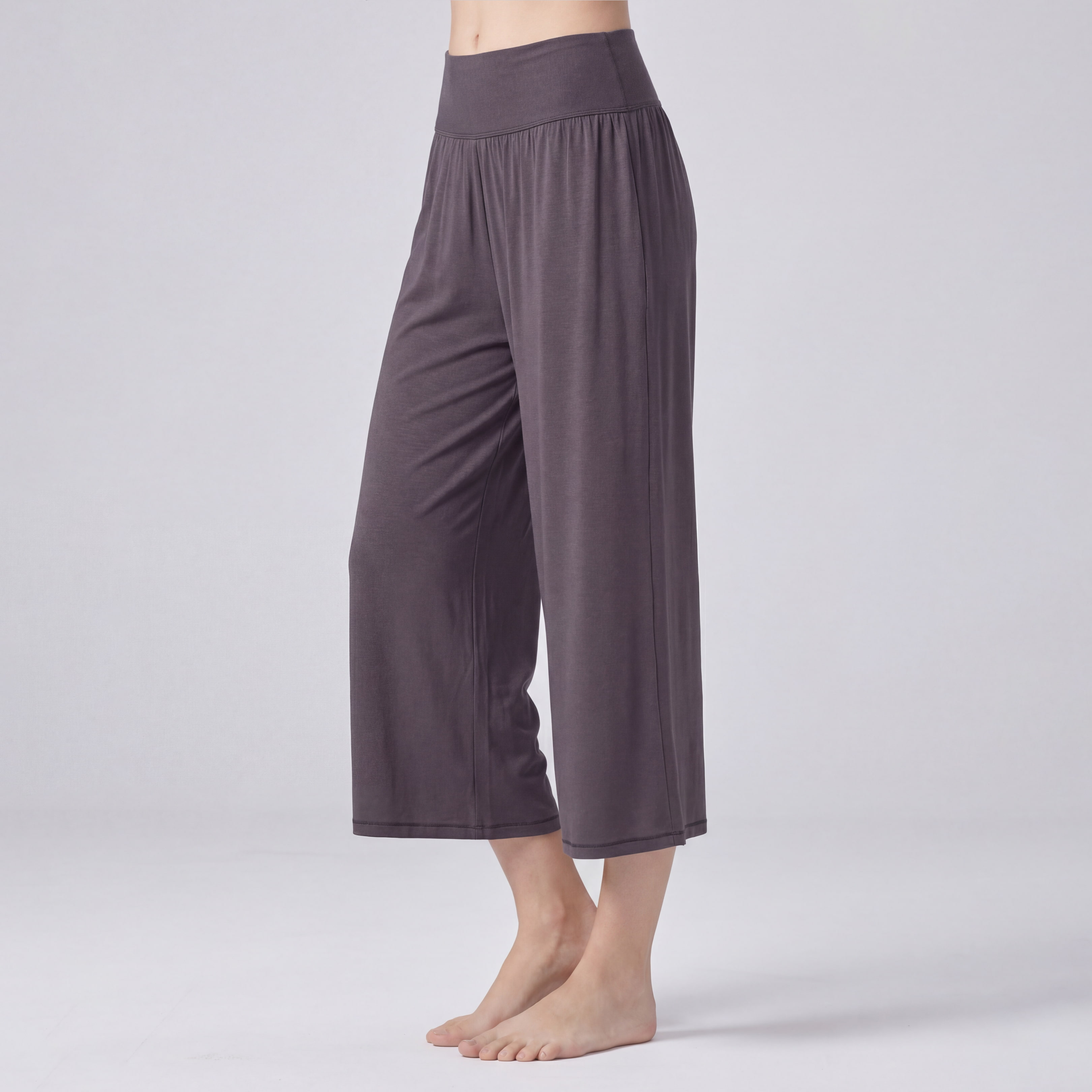 予約】ハイライズエラスティックフレアパンツ／ダークグレー |イージー