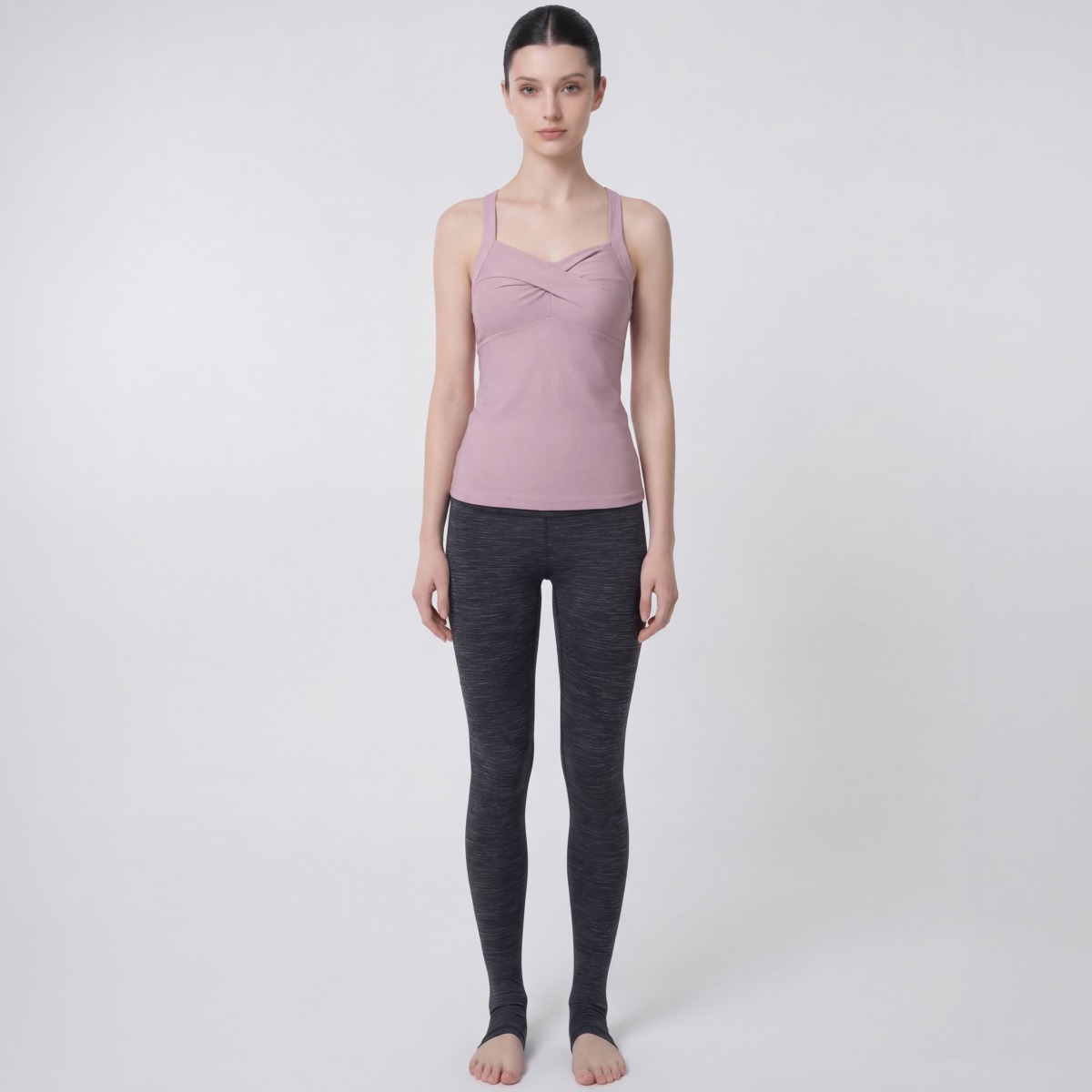 (新品)easyoga ダスティローズパープルタンクトップ Mサイズ Cアーチバックトップス／ダスティローズパープル |イージーヨガ通販