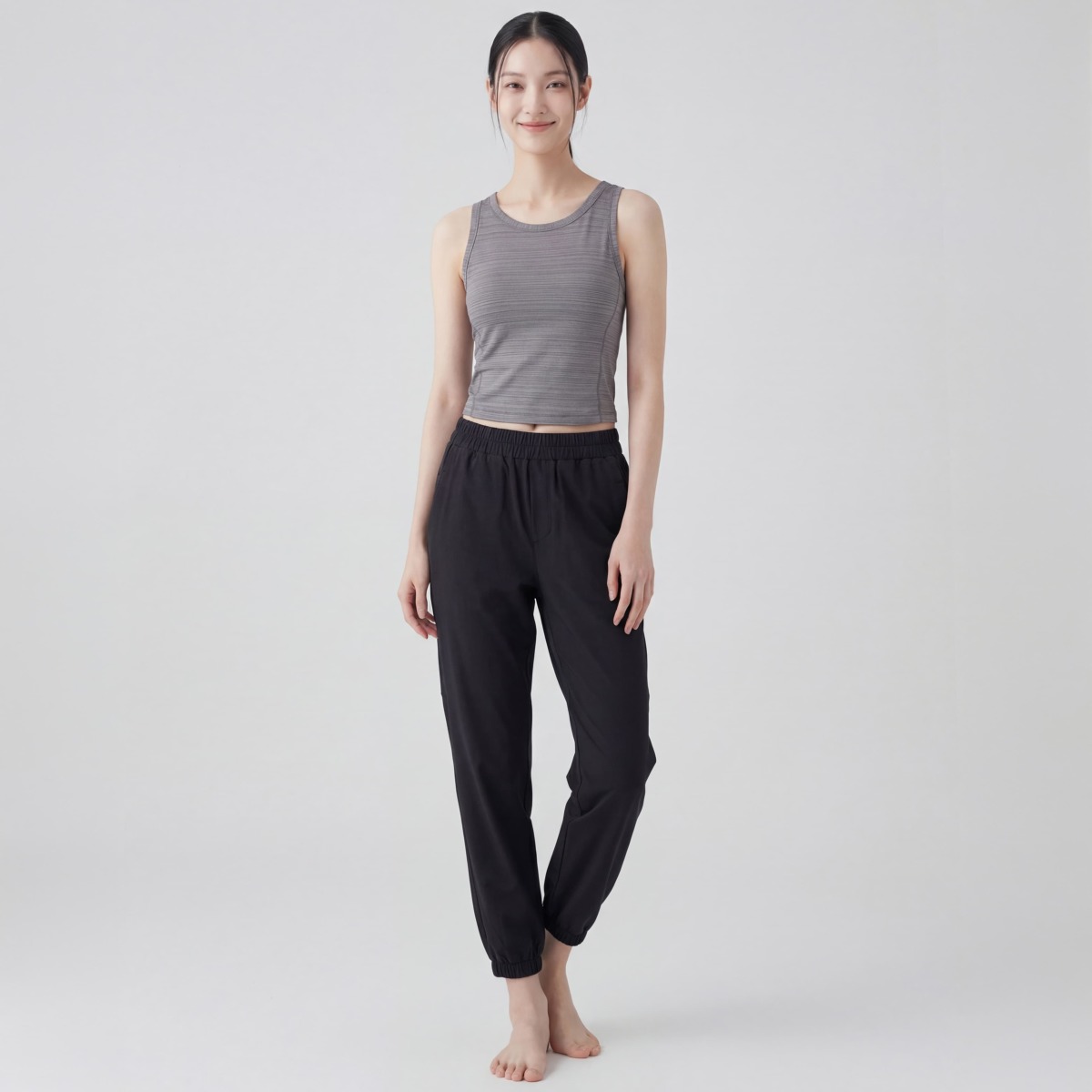 alexanderwang グレー クロップドタンクトップ Cropped Long Sleeve Shirt in LIGHT GREY | alexanderwang®