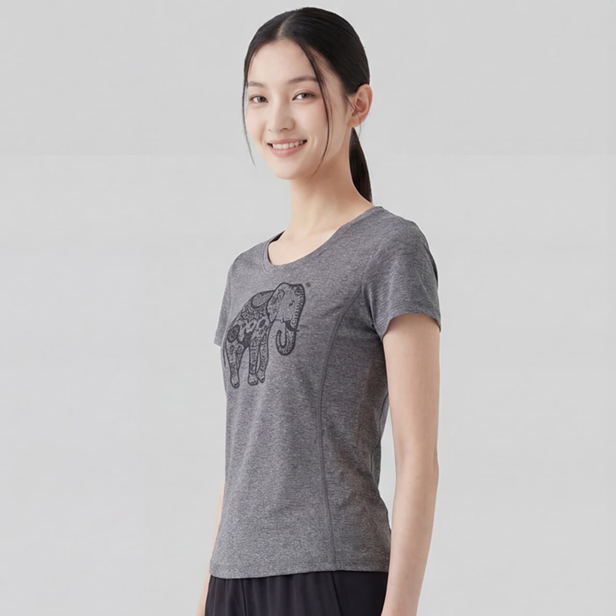 UネックガネーシャTシャツ／Mブラック |イージーヨガ通販