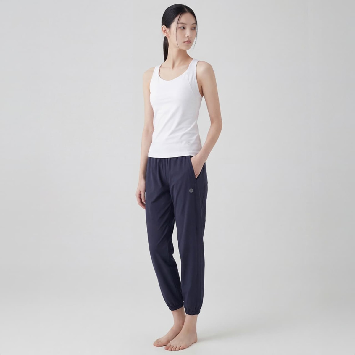 easyoga イージーヨガ 上下2点セット Lサイズ ミッドライズエラスティックカフパンツ／ダークブルー |イージーヨガ通販