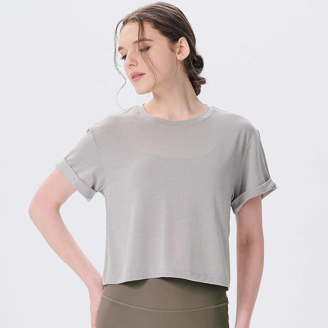 SALE 40%OFF】ラウンドネックビローTシャツ／ライトグレー |イージー