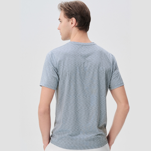 SALE 40%OFF】メンズフィットTシャツ／グレーブルーストライプ