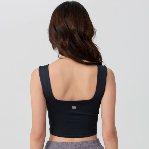 Uシェイプスムースクロップドタンク／ブラック |イージーヨガ通販