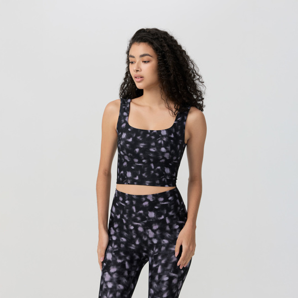 Uシェイプスムースクロップドタンク／パープルスポッテッド |イージー