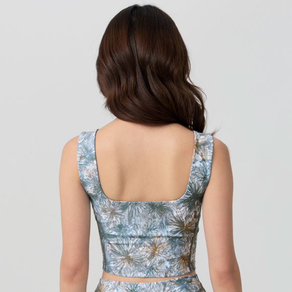 Uシェイプスムースクロップドタンク／フローラブルーグリーン