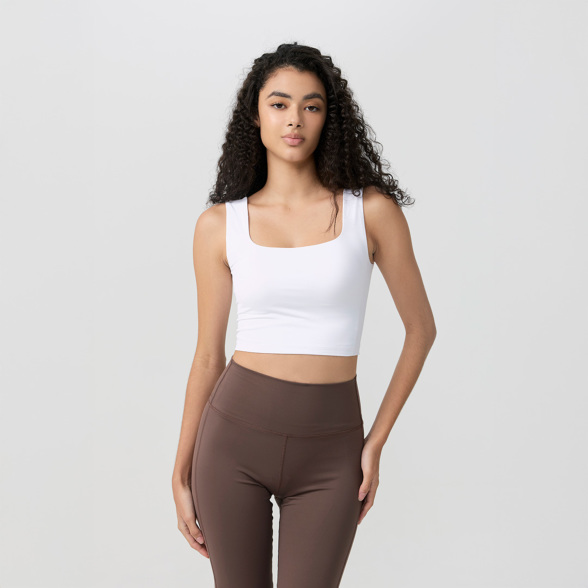 easyoga イージーヨガ シームレスコージートップス 半袖　ルルレモン Uシェイプスムースクロップドタンク／スノーホワイト |イージー