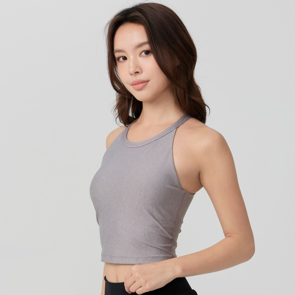 シンプリファイホルターネッククロップドタンク／Mグレー