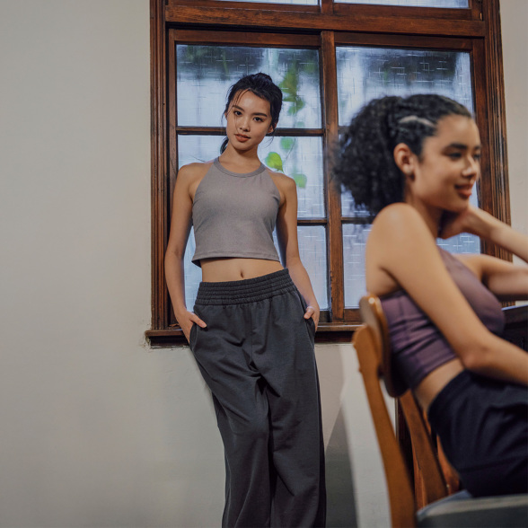 シンプリファイホルターネッククロップドタンク／Mグレー