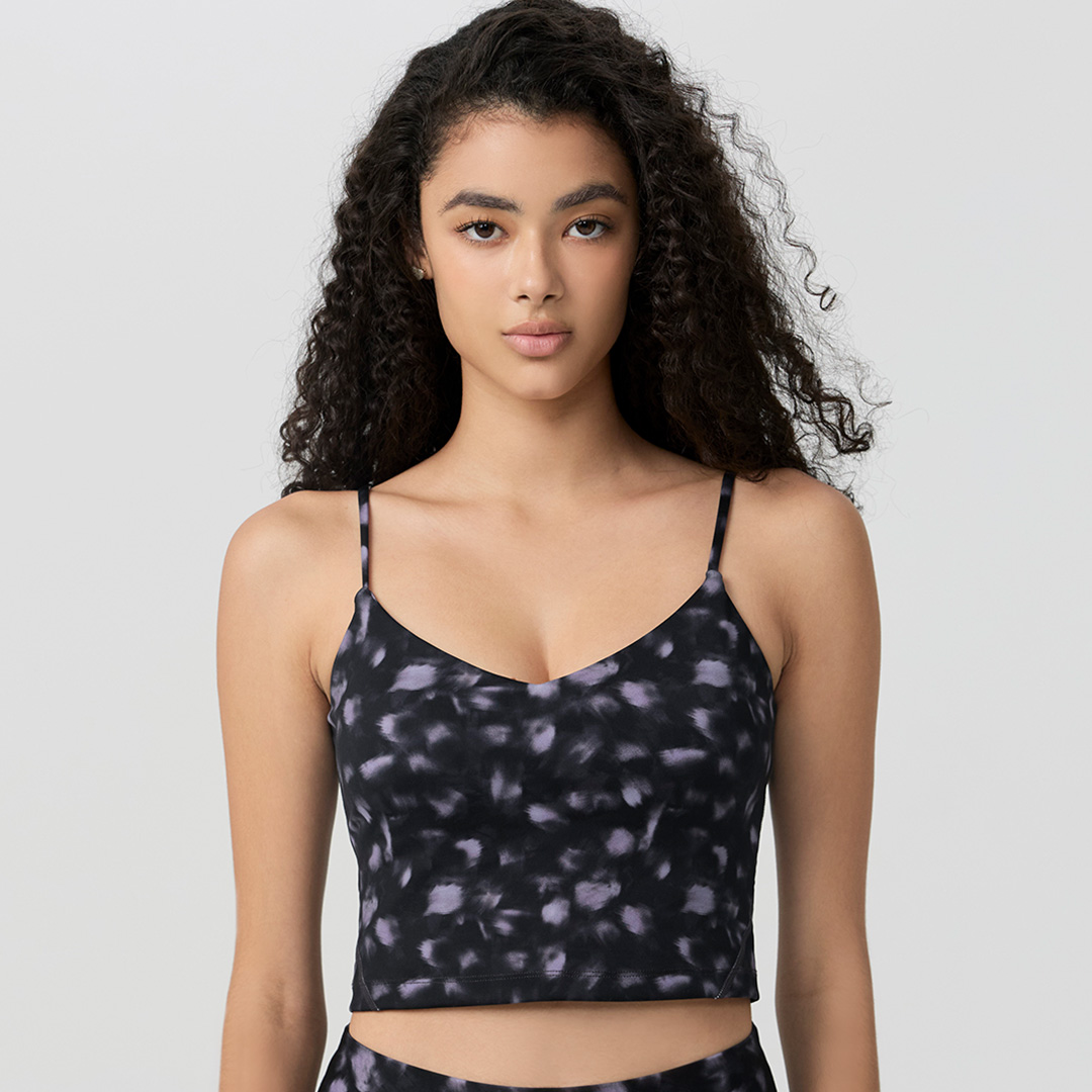 パンパーストラッピークロップドタンク／パープルスポッテッド