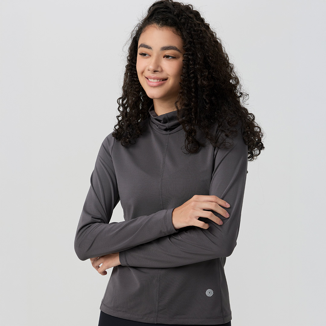 ロールネックロングスリーブ／ダークブラウン |イージーヨガ通販