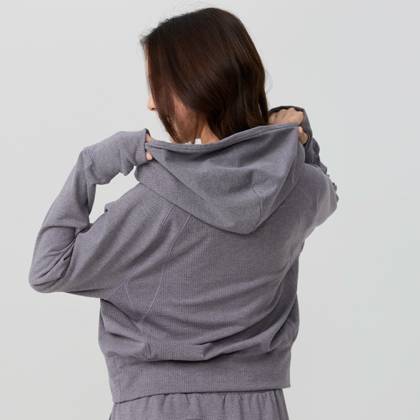 フリースフーディージャケット／ピンクグレー |イージーヨガ通販