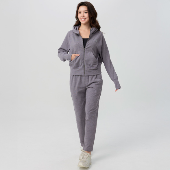 フリースフーディージャケット／ピンクグレー |イージーヨガ通販